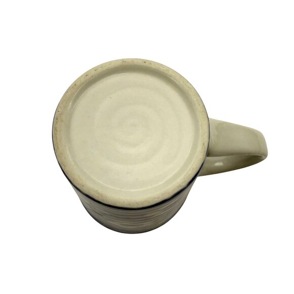 Artisan Handmade Stoneware Blue Floral Pattern Coffee Mug Tall 14 oz - Picture 7 of 9